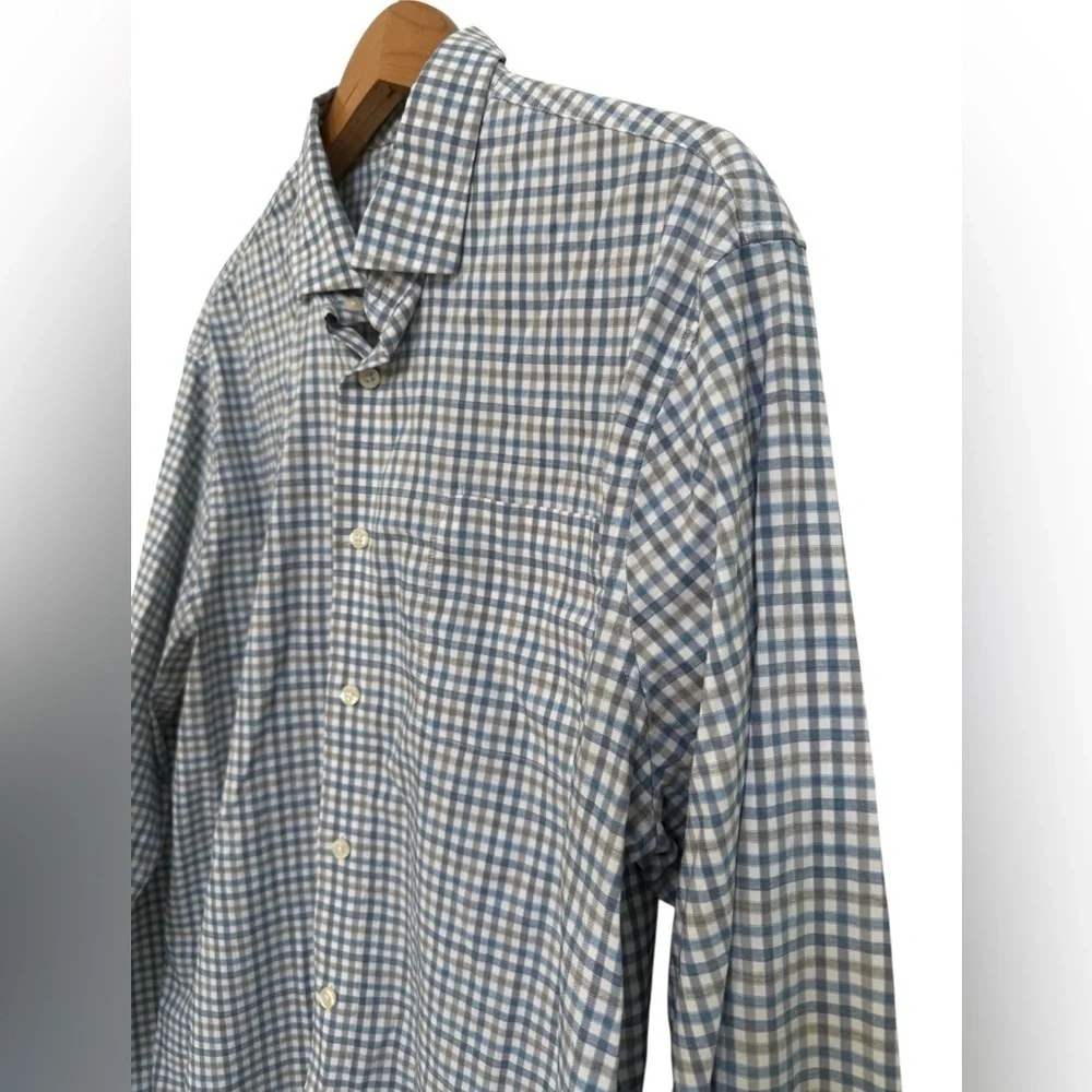 johnnie-O Navy and White Plaid Button Down Shirt